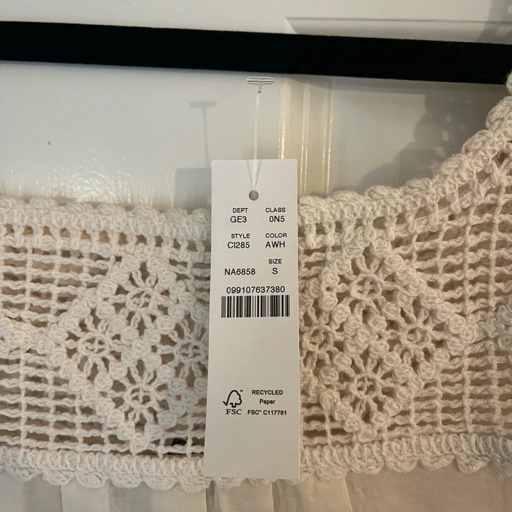 J. Crew Cream Crochet Trim Midi Dress Style C1285 Size Small - Picture 6 of 13
